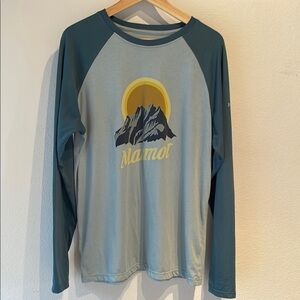 Marmot Men’s Raglan Long Sleeve Mountain Graphic Tee, Two Toned, Size L
